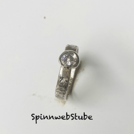Silberring „Wasserguß mit Zirkonia“