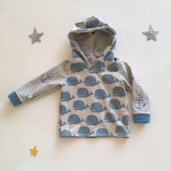 Kapuzenpullover Hoodie kleiner Wal, Größen 56 – 128