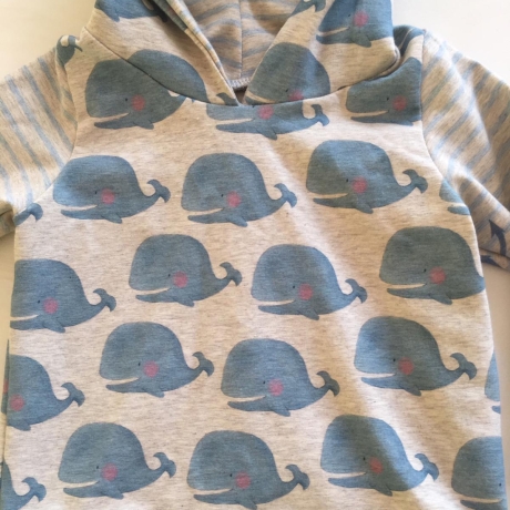 Kapuzenpullover Hoodie kleiner Wal, Größen 56 – 128