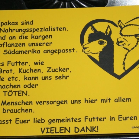 Alpakaschild füttern verboten No. 3 - 20x30 cm - Gravurschild