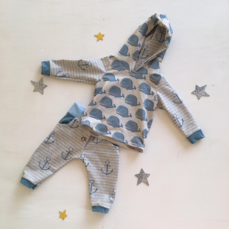 Kapuzenpullover Hoodie kleiner Wal, Größen 56 – 128