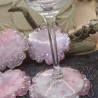 Handgemachte Untersetzer aus Epoxidharz  Rosa Blüten mit Glitzer