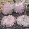 Handgemachte Untersetzer aus Epoxidharz  Rosa Blüten mit Glitzer