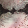Handgemachte Untersetzer aus Epoxidharz  Rosa Blüten mit Glitzer