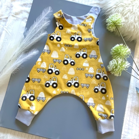 Baby Strampler 50/56 Traktor gelb Jumpsuit Overall Romper