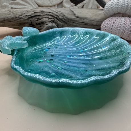 Handmade Seifenschale „Meereszauber“ 10 × 10 cm – mit Seestern 