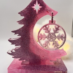 Weihnachtsdeko Baum mit Anhänger Kugel Rosa Glitzer 