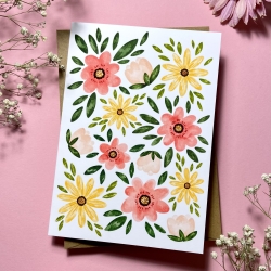 Blumenregen - klappbare Grußkarte (mit Umschlag)