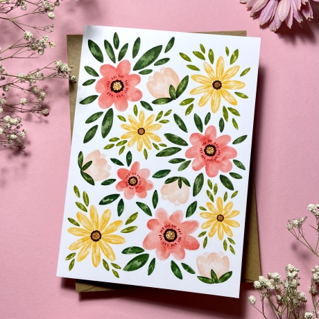 Blumenregen - klappbare Grußkarte (mit Umschlag)