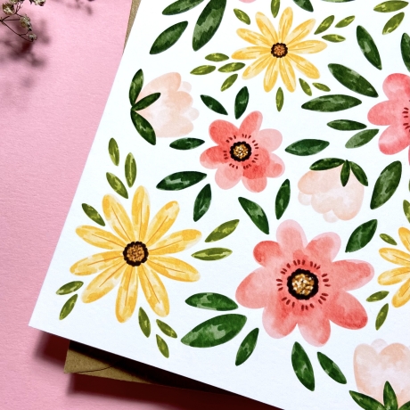 Blumenregen - klappbare Grußkarte (mit Umschlag)