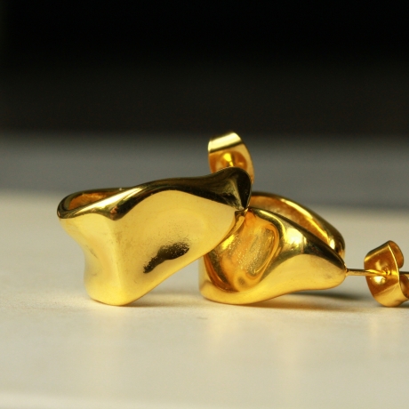 Asymmetrische Ohrringe gold geschmolzen Edelstahl Geschenkidee