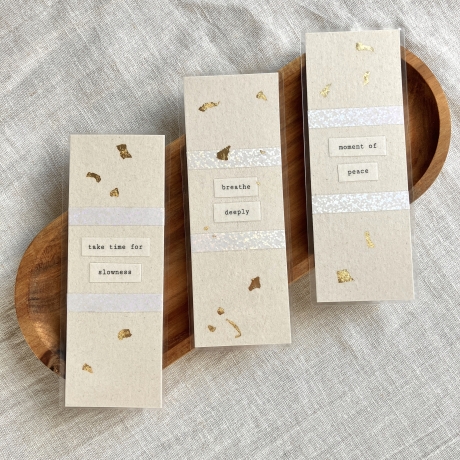 Lesezeichen • breathe deeply • beige gold Entspannung