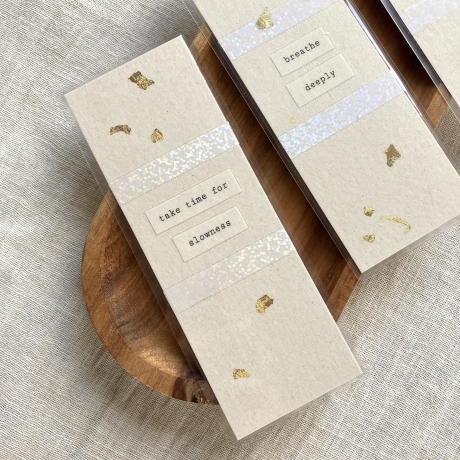 Lesezeichen • breathe deeply • beige gold Entspannung