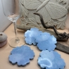 Handmade Untersetzer aus Epoxidharz Blau | Blüten Untersetzer | 