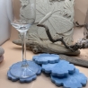 Handmade Untersetzer aus Epoxidharz Blau | Blüten Untersetzer | 