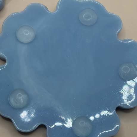 Handmade Untersetzer aus Epoxidharz Blau | Blüten Untersetzer | 