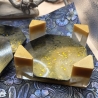 Handmade Epoxidharz-Untersetzer „Golden Glamour“ mit Halter  