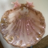 Handgemachte Seifenschale Muschel aus Epoxidharz  Rosa Gold Klar 