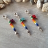 3er Set Charms mit Fisch und Kreuz / Bunt