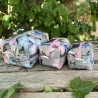 Kulturbeutel  | Boxy Bag gesteppt  | Blumen Grau | Kosmetik Gr. L