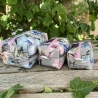 Kulturbeutel  | Boxy Bag gesteppt  | Blumen Grau | Kosmetik Gr. L