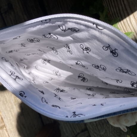 Gestepptes Täschchen | Jeans-Upcycling Patchwork Taschenorganizer
