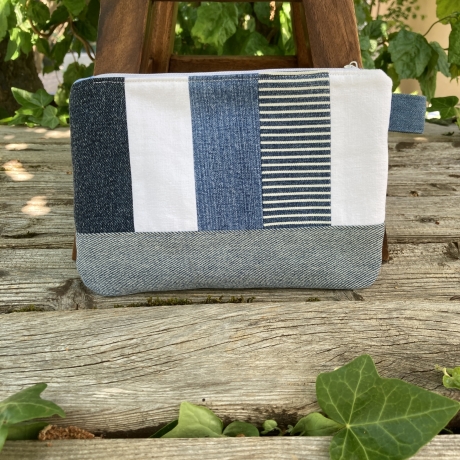 Gestepptes Täschchen | Jeans-Upcycling Patchwork Taschenorganizer