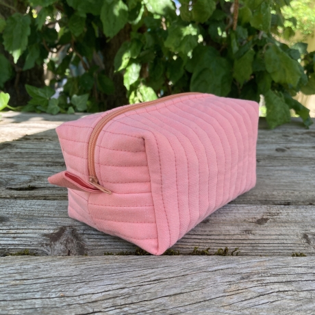 Kulturbeutel Boxy Bag Apricot gesteppt | Kosmetiktasche 
