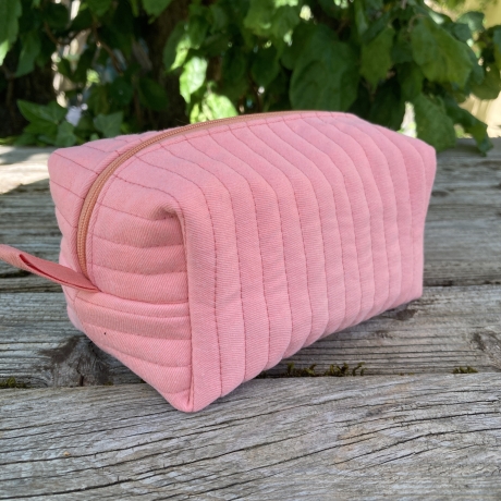 Kulturbeutel Boxy Bag Apricot gesteppt | Kosmetiktasche 