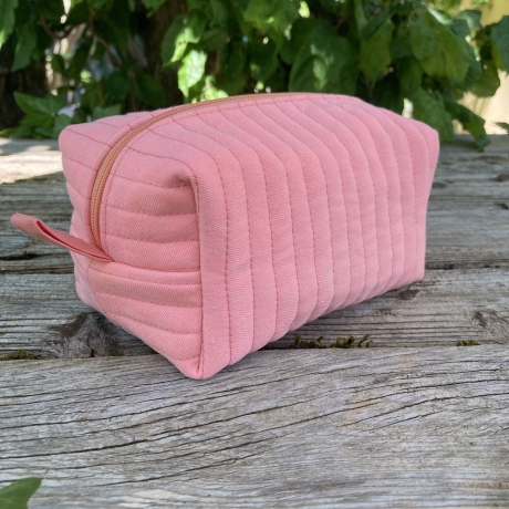 Kulturbeutel Boxy Bag Apricot gesteppt | Kosmetiktasche 