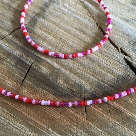 Schickes rot/rosa Miyuki-Glasperlen-Schmuckset 