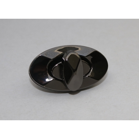 Drehverschluss schwarz-silber formschön oval 38x22 für Taschen