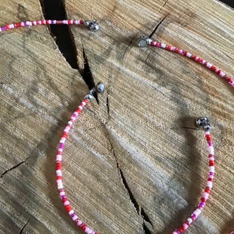 Schickes rot/rosa Miyuki-Glasperlen-Schmuckset 