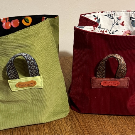 Lunch Bag, Frühstücksbeutel, Brotbeutel, Cord, 2 Farben