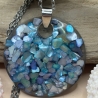 Handgefertigter Anhänger aus Epoxidharz mit Abalone-Muschelsplitt