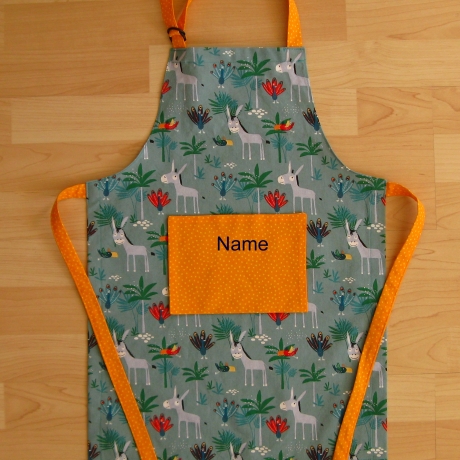 Kinderschürze - Esel und Pfauen /auf Wunsch personalisiert