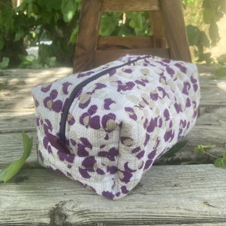 Kulturbeutel | Boxy Bag gesteppt  | Lila Beige | Kosmetiktasche