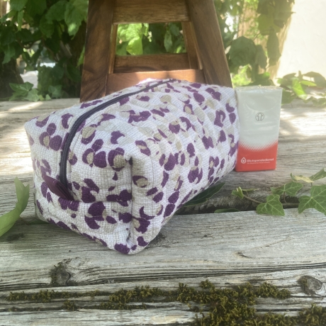 Kulturbeutel | Boxy Bag gesteppt  | Lila Beige | Kosmetiktasche