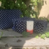 Kosmetiktasche Blau Weiße Punkte gesteppt | Kulturbeutel  Ordnung