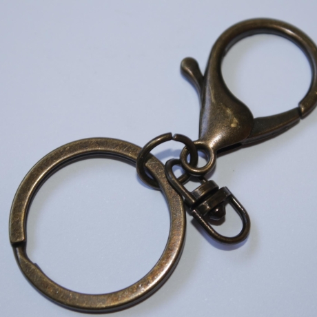 Schlüsselring mit Karabinerhaken und Wirbel altmessing LETZTER