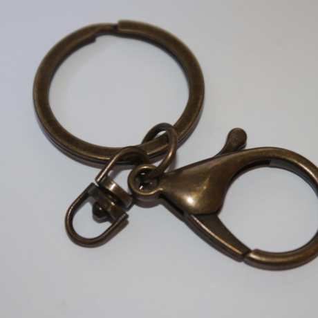 Schlüsselring mit Karabinerhaken und Wirbel altmessing LETZTER