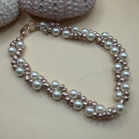 Handmade Perlenarmband „Pearl Rosé“ – Elegantes Armand mit Perlen