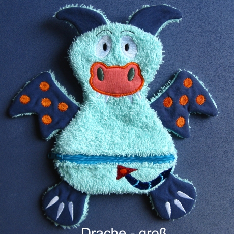 Drache/groß, Sorgenschlucker mit Reißverschluss