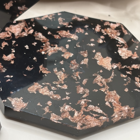 Handmade Untersetzer-Set aus Epoxidharz mit Halterung  Hexagon
