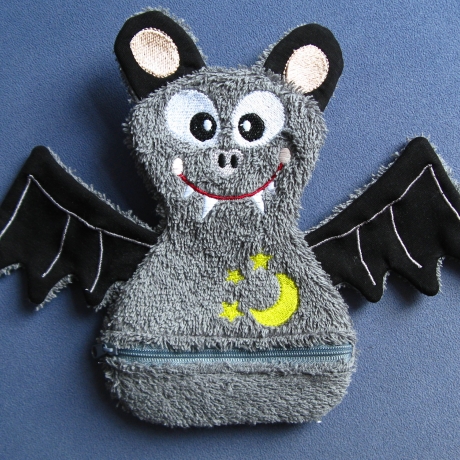 Fledermaus/groß, Sorgenschlucker mit Reißverschluss