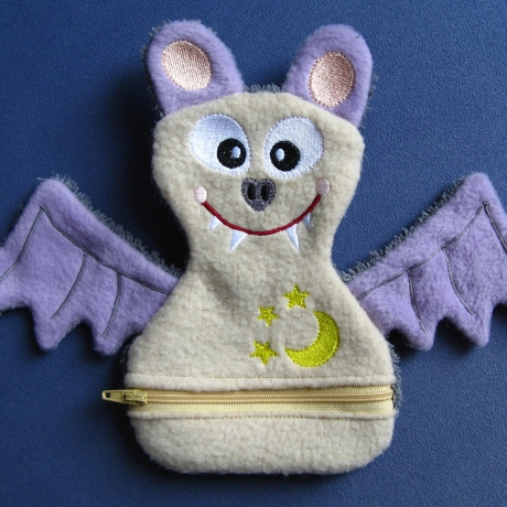 Fledermaus/groß, Sorgenschlucker mit Reißverschluss