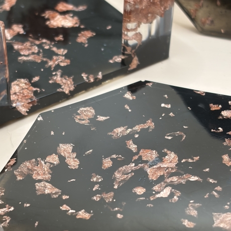 Handmade Untersetzer-Set aus Epoxidharz mit Halterung  Hexagon