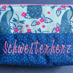 Kosmetiktäschchen, Schminktäschchen, bestickt