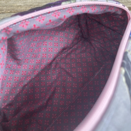 Kulturbeutel  | Boxy Bag gesteppt | Blumen Grau | Kosmetik Gr. XL
