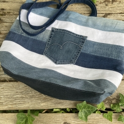 Shopper aus Upcycling-Jeans | Schultertasche |  Einkaufstasche